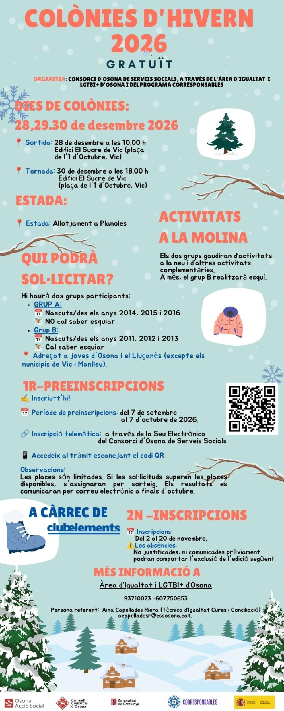 Colònies d'hivern 2026, per a infants i joves d'Osona i el Lluçanès